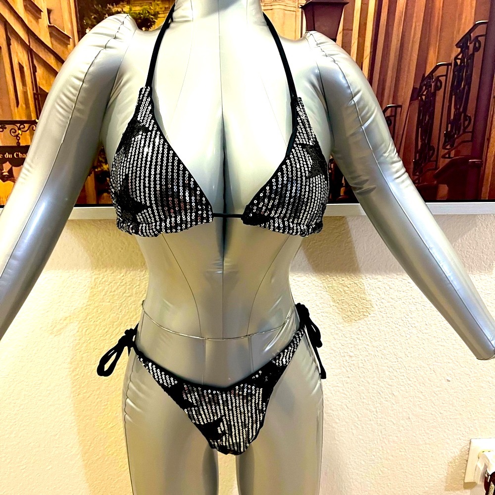 4 Piece Glittering Star Patterned Sequin Swim Sui… - image 1